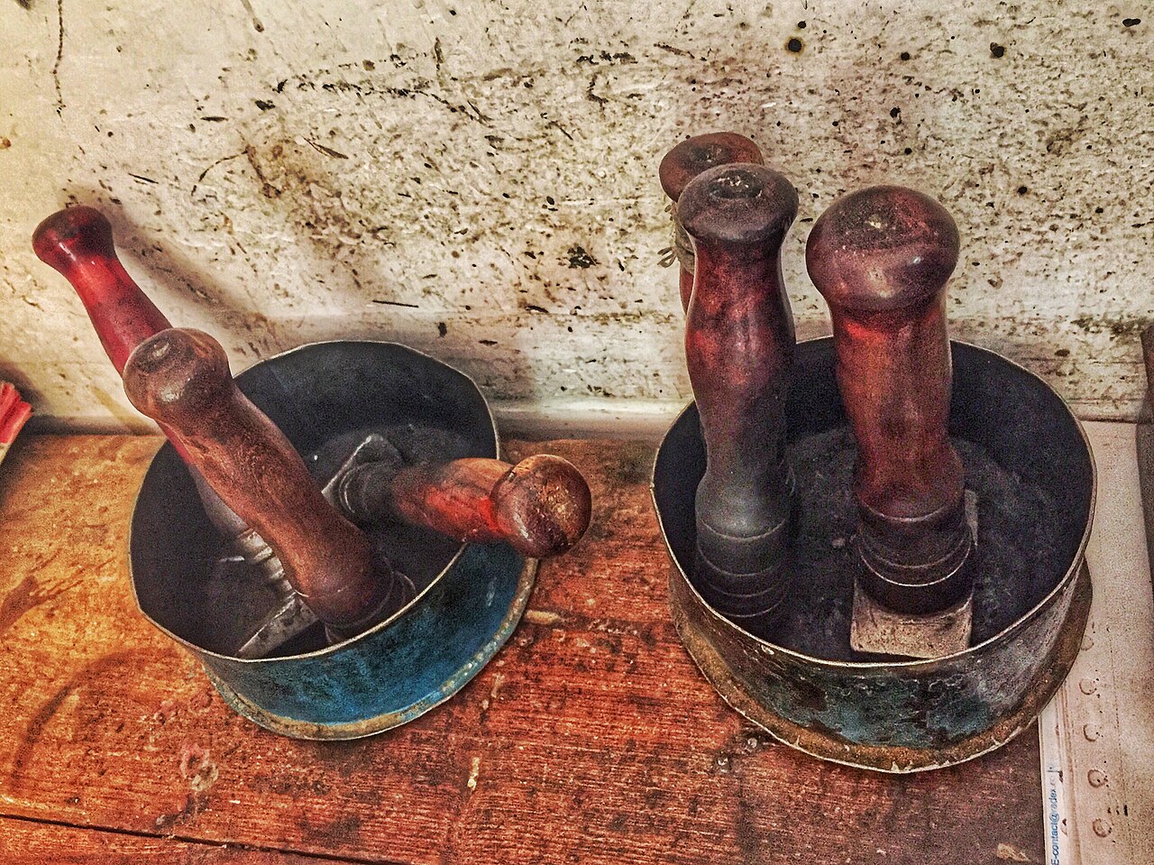 Wooden rubber seals in an India Post office