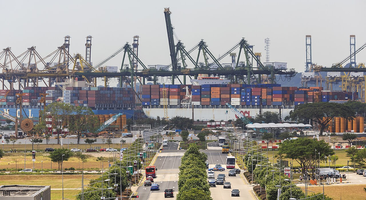 Container cranes at a cargo terminal in Singapore